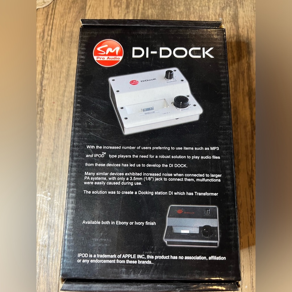 NEW SM Pro Audio Di Dock DI BOX For IPOD DOCKING CONNECTOR BLACK